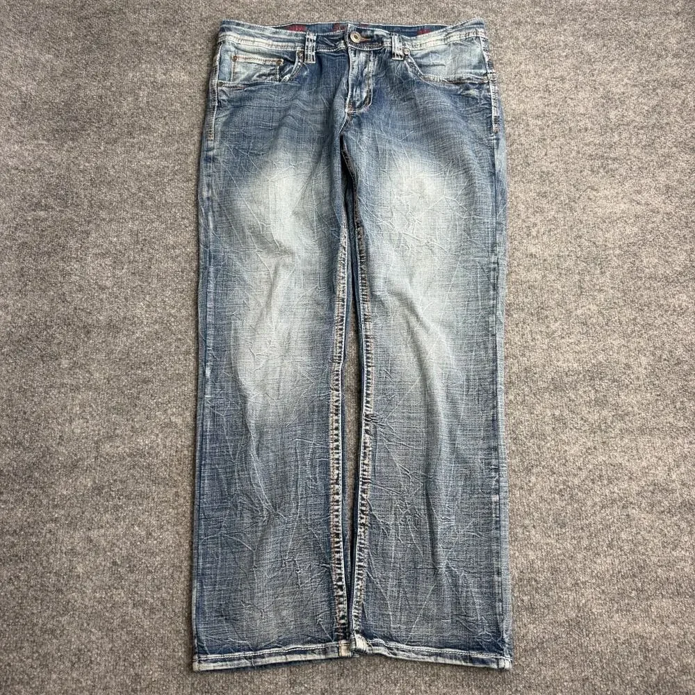 Axe & Crown Classic Straight Jeans Men's 33x30 Y2K Distressed Faded Denim